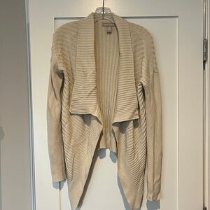 Banana Republic Cream Ribbed Open-Front Shawl Cardigan